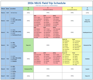 Thumbnail of the 2026 NBJG Field Trip Schedule. Clicking this image opens a new tab to a printable PDF of the field trip schedule.